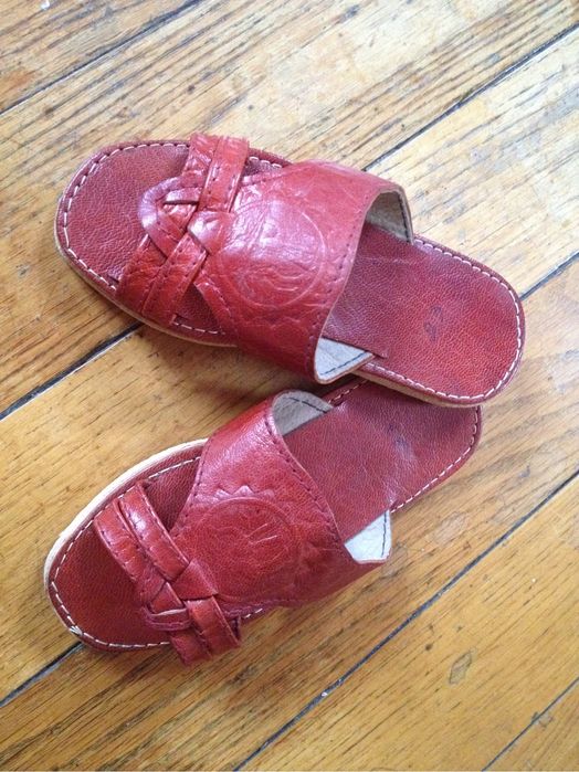 Нови летни сандали чехли 23 номер естествена кожа ръчна изработка