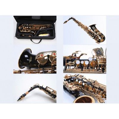 Saxofon Alto Karl Glaser NEGRU+AURIU NOU ALT curbat Saxophone Germania