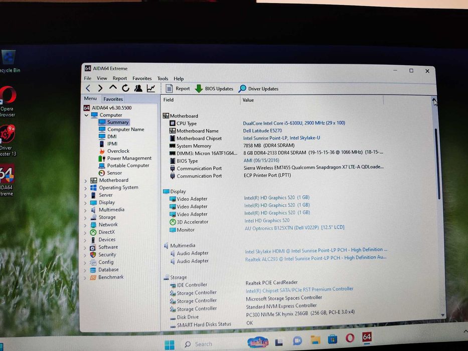 Laptop Dell Latitude E5270/i5/8GB Ram/256GB ssd M.2