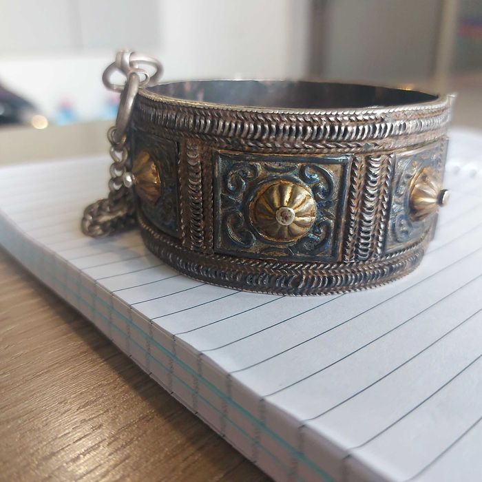 Антична етнографска племенна сребърна гривна произход Мароко