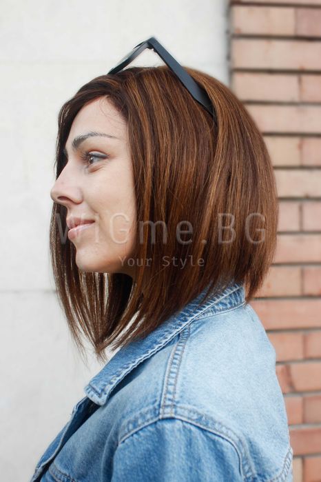 Средна дължина кестенява перука от ЕСТЕСТВЕН косъм Селена