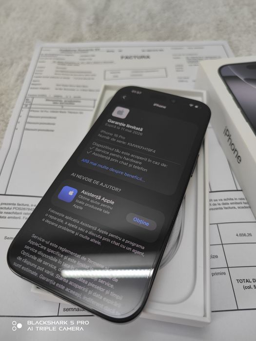 Vând iPhone 16 Pro 128GB Black Titanium  10/10 100%