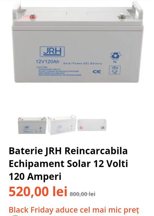 Vând bateri solare  12 V. 120 Amperi