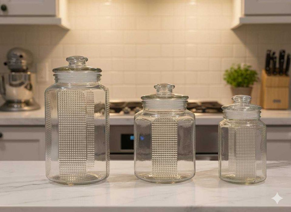 Стильные стеклянные банки для хранения продуктов и круп в ассортименте