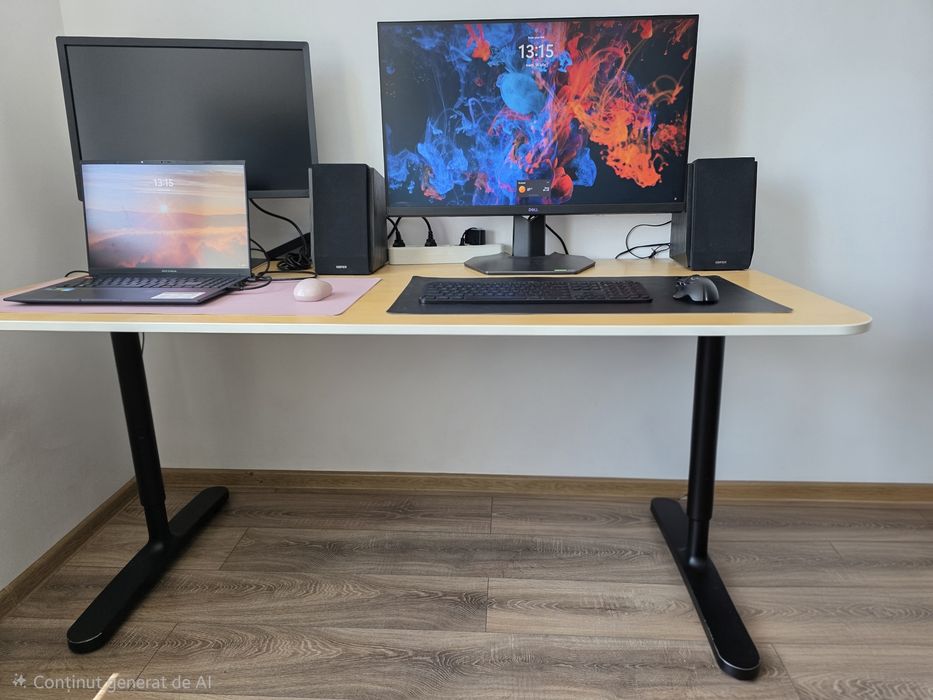 Birou 160x80 cm Bekant Ikea bej, reglabil, stare buna
