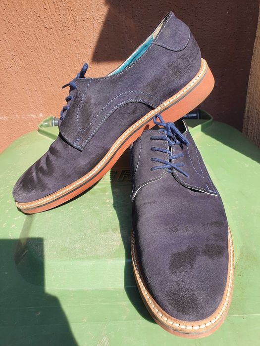 Pantofi eleganti barbat piele intoarsa bleumarin 43