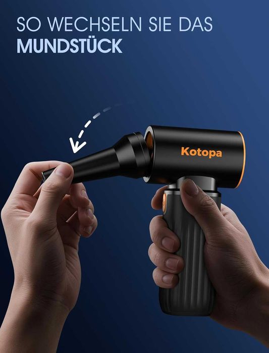 Електрическа въздушна духалка Kotopa МОЩЕН БЕЗЧЕТКОВ МОТОР 200000 RPM 8000mAh черна - НОВА -