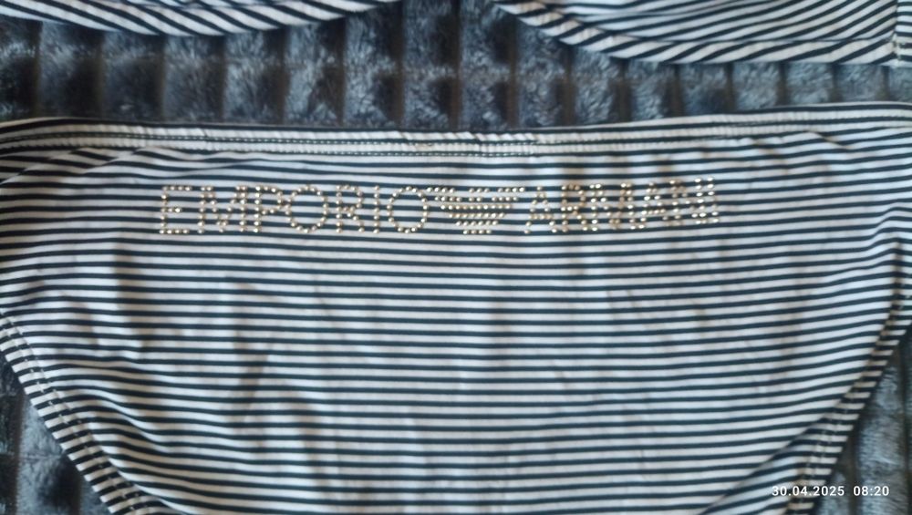 Дамски оригинален бански Emporio Armani, размер М,  бяло и черно райе