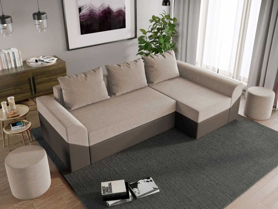 Coltar Extensibil Cali Stofa Bej / Piele Maro - Transport Gratuit