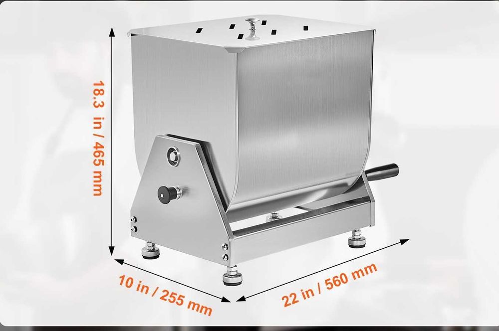malaxor mixer manual de carne tocata pasta de mici 20 litri inox nou sigilat