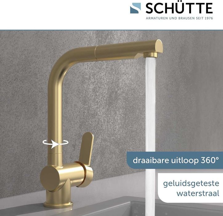 REDUS de la 730 RON, Baterie chiuveta (lavoar) SCHUTTE LONDON GOLD, cu dus retractabil, cartus ceramic , AURIE