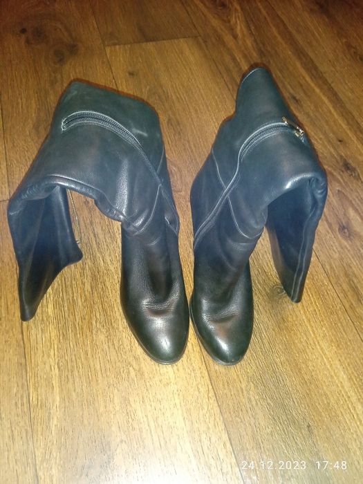 Женские кожаные сапоги, зимние