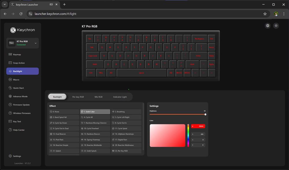 Tastatura Gaming Keychron K7 Pro Wireless RGB Backlight UltraSlim Full Box