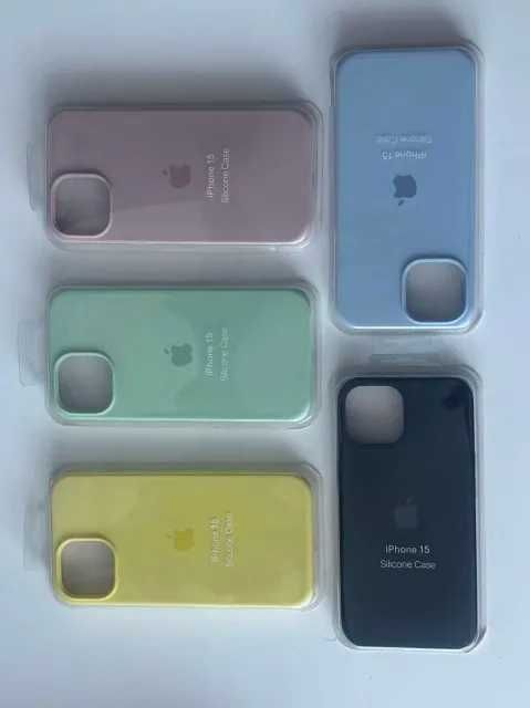 Huse originale iPhone 15 din silicon - diverse culori