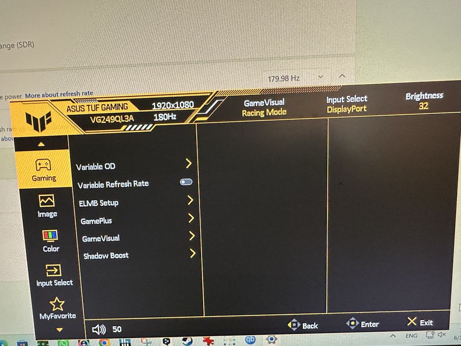 Vand monitor Asus Tuf Gaming 180hz, 23,8 inch in garantie