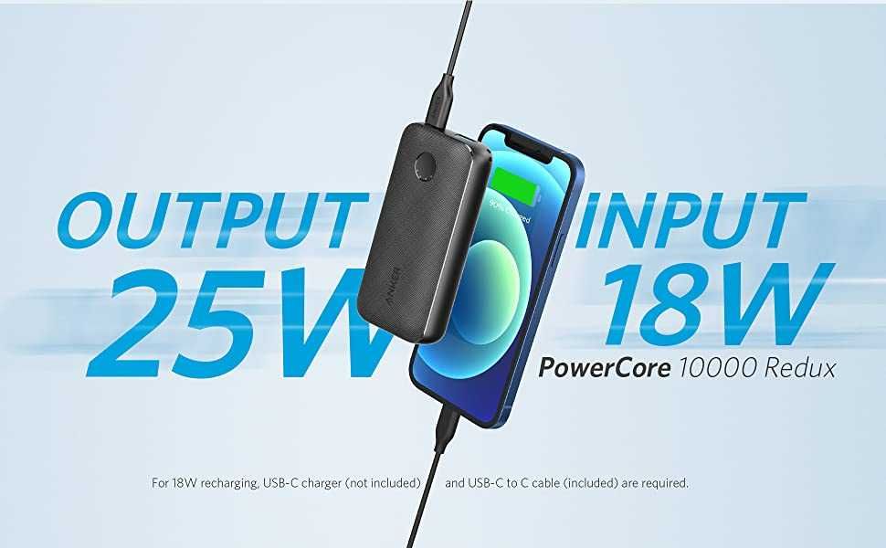 Anker PowerCore 10000 Redux[Upgraded]-USB-C батерия