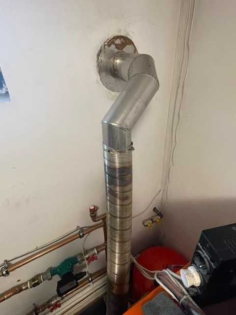 Cos fum inox izolat 4m (180mm) + racord + scara prindere / siguranta.