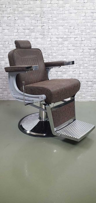 Бръснарски стол Glory - кафяв/черен/червен