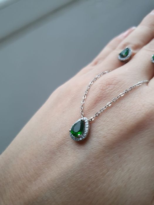 Set argint cercei + colier