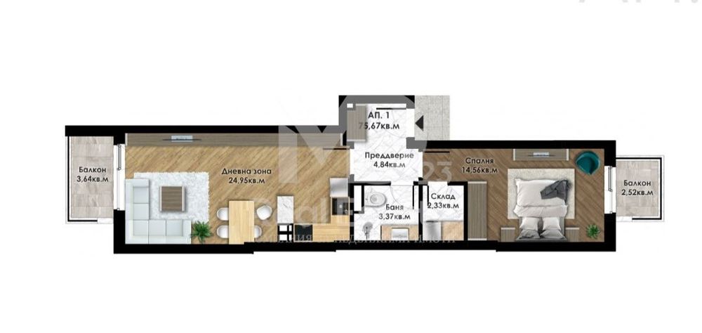 Продава се Двустаен апартамент в Пловдив, Съдийски - 76 кв.м за 1428 €/кв.м - Снимка #4