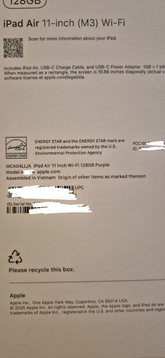 iPad Air 11 2025 года (128 ГБ, Wi-Fi]