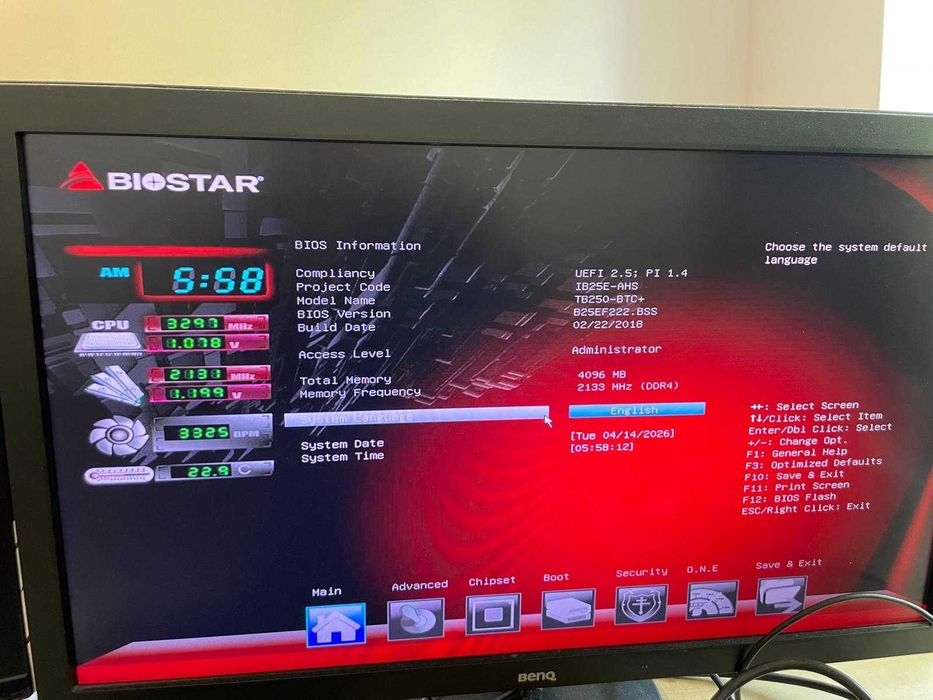 kit placa de baza biostar TB250-BTC, procesor intel celeron G4400, 4gb ddr4