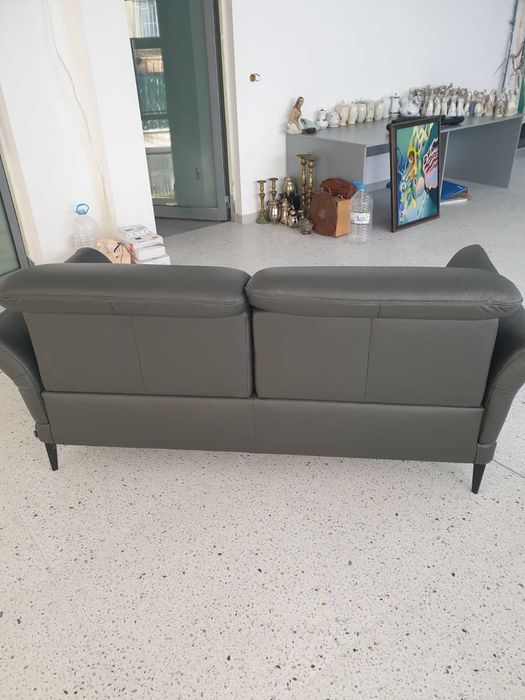 Дизайнерски немски кожен диван за офис/двойка/черна естесвена кожа