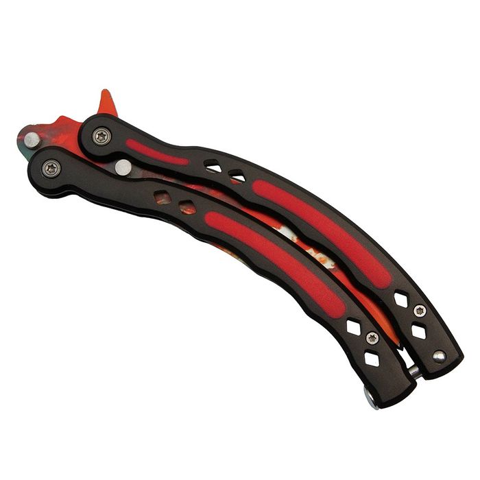 Briceag fluture antrenament Fire Demon, otel inoxidabil, 24.5 cm, rosu