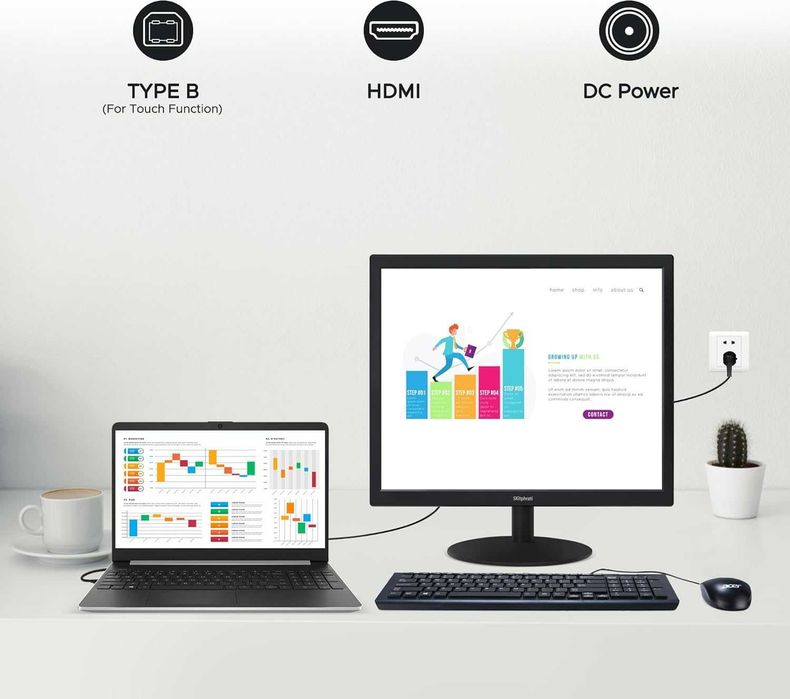 SKitphrati 17" тъч монитор с 10-точков мултитъч черен