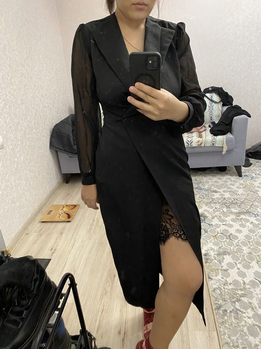 Платье черное, рукова шифон !