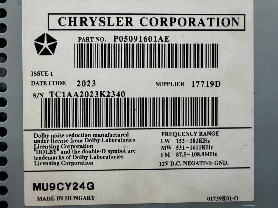 Radio Chrysler Jeep P05091601AE, Jeep Grand Cherokee WJ 1999-2005