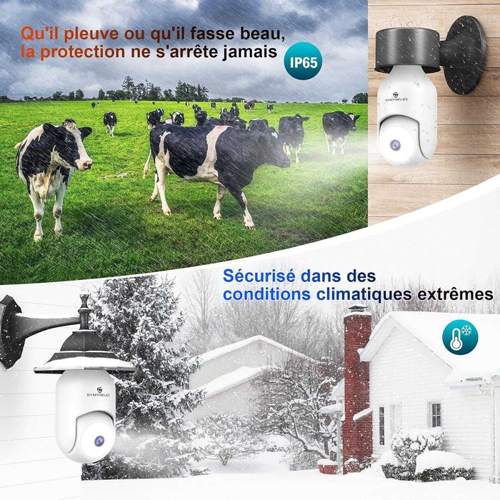 SYMYNELEC 5GHz/2.4GHz Външна водоустойчива камера за видеонаблюдение с крушка, охранителна камера