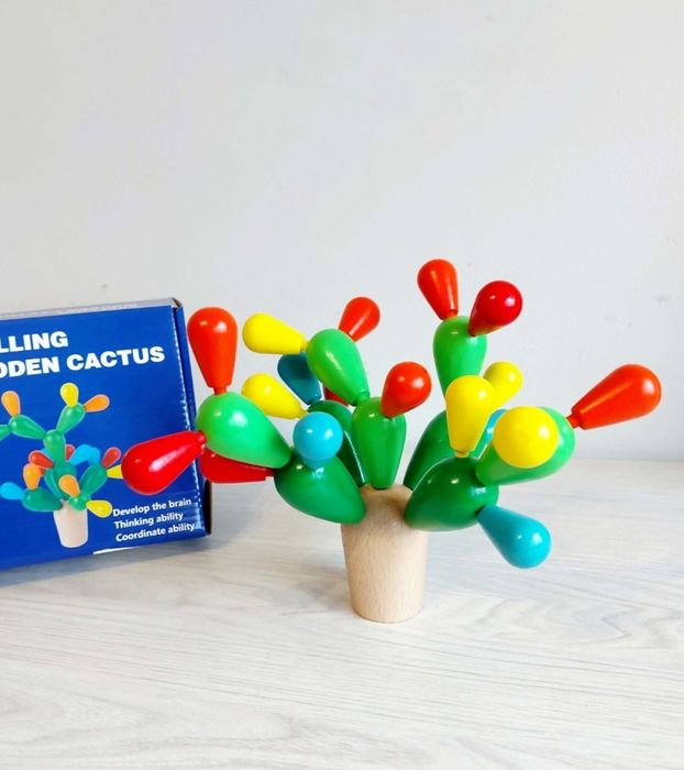 Cactus montessori din lemn