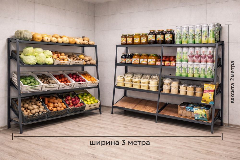 Продам торговые стеллажи + холодильник