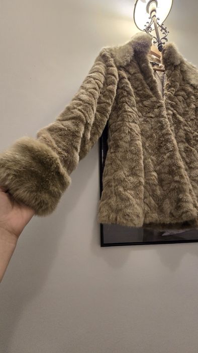 Haină de blană artificială, bej cafeniu, Morgan, mărime 38