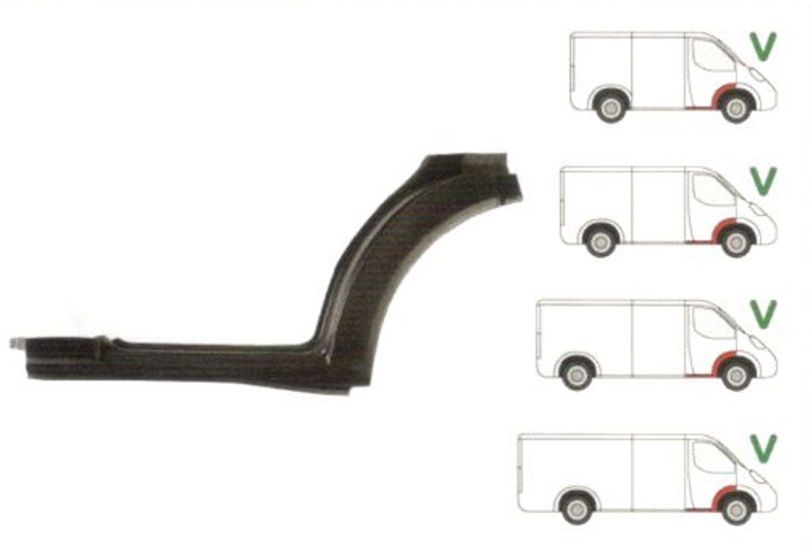 Prag Ford Transit (V184/5) 05.2000-04.2006 , Transit/Tourneo (V347/8) 05.2006-04.2013 Usa Fata Dreapta , sub usa fata , cu segm aripa interior 1/3, prag din metal