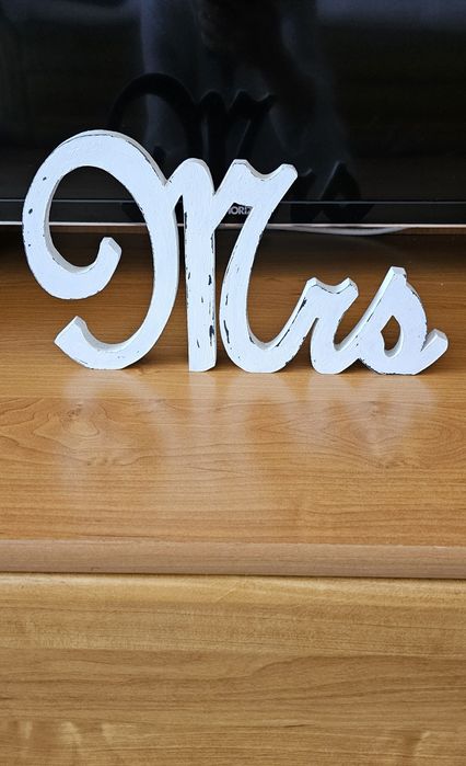 Ornamente nunta MR & MRS din lemn
