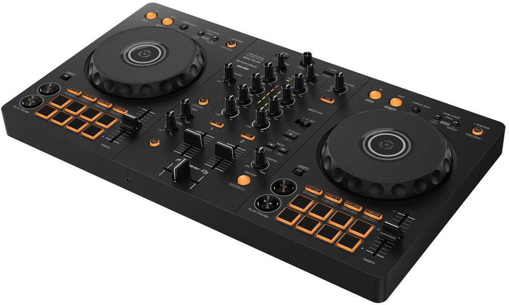 Контролер Pioneer DJ DDJ-FLX4 + RCA кабел + преходници към жак