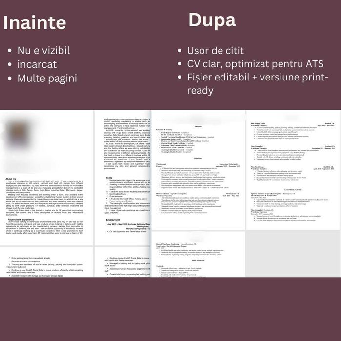 CV profesional 48h → Reînoire CV + Scrisoare de intenție