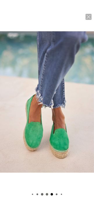 Espadrile verzi din piele intoarsa MANEBI