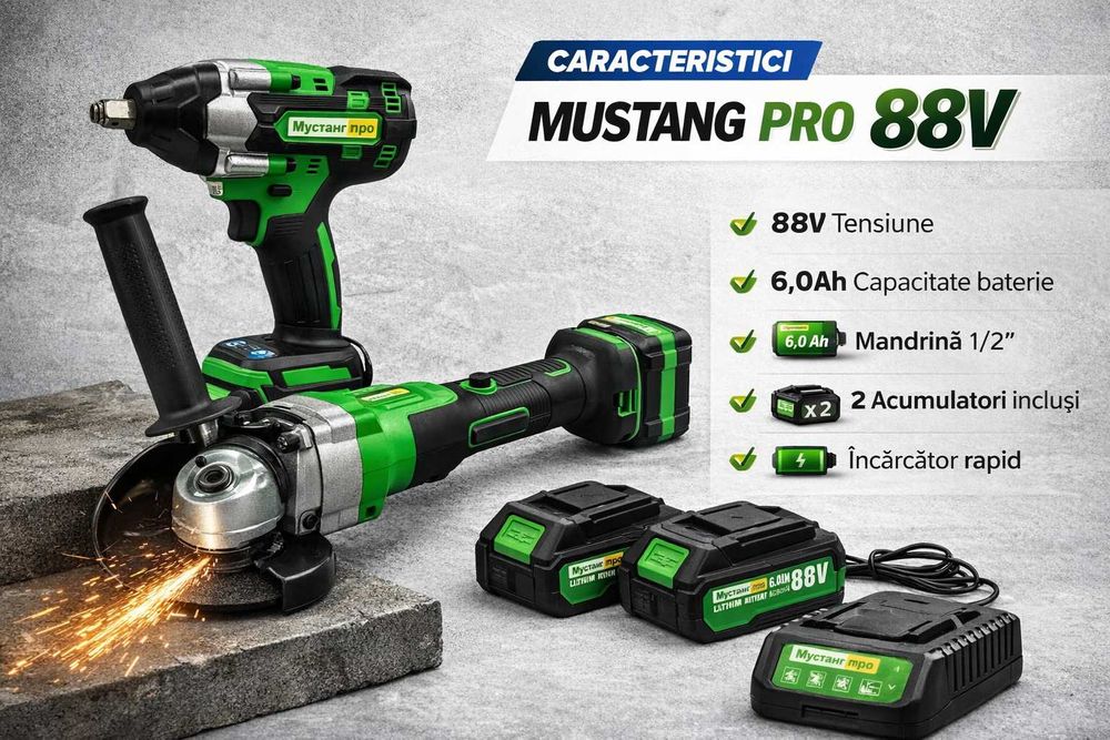 Set Profesional Mustang Pro 88V 2 Scule Puternice