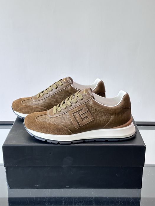 Balmain Monogram Runner Sneaker "Brown Leather"