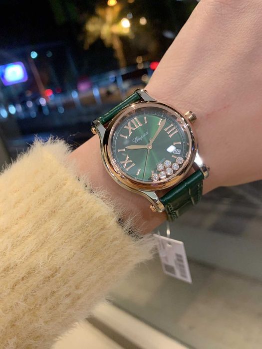 Кварцов дамски часовник Chopard Happy Sport Green