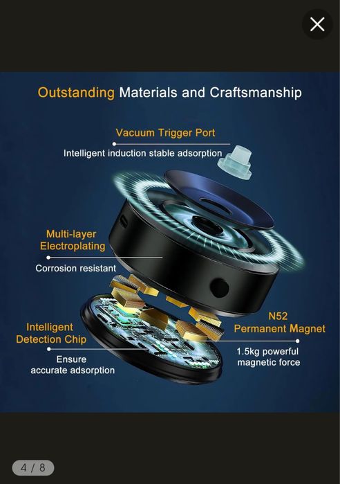 suport de telefon cu ventuza, magnetic si electric