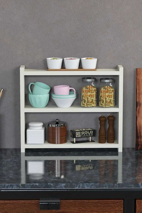 Кухненски рафт за плот – дървена етажерка за кухня на 3 нива - 5 цвята