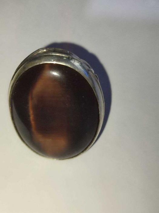 Серебряное кольцо с крупным камнем КОШАЧИЙ ГЛАЗ