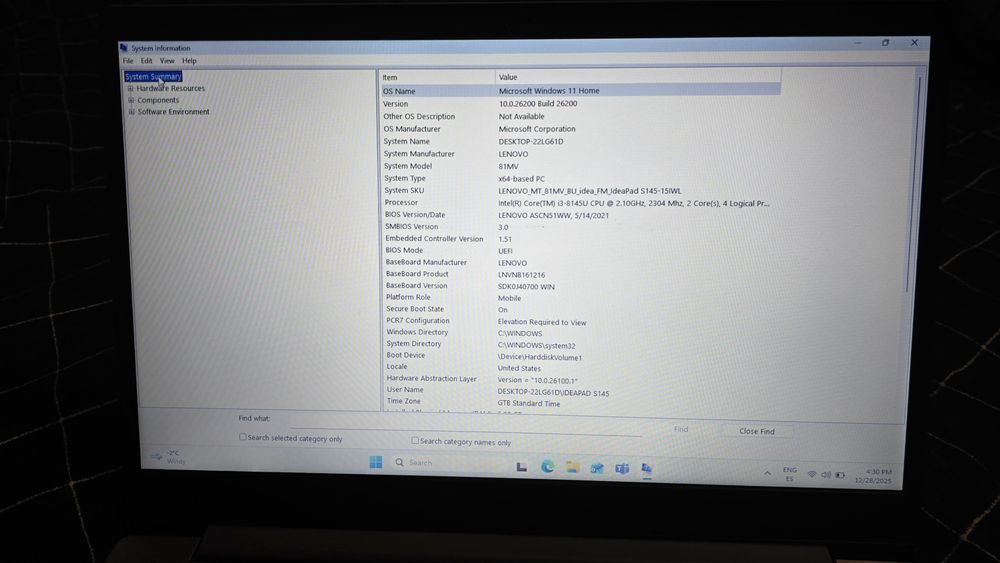 Laptop Lenovo IdeaPad S145-15IWL, tastatură Spaniolă