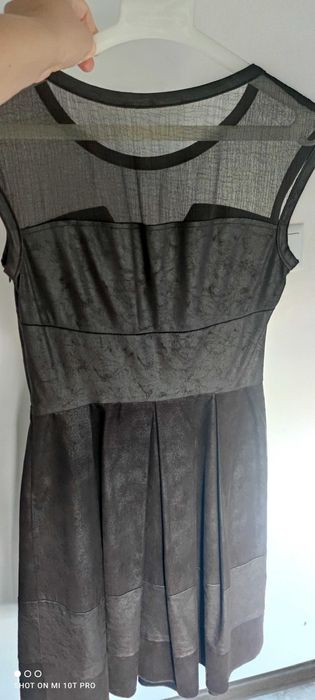 Официална кафява рокля имитация кожа