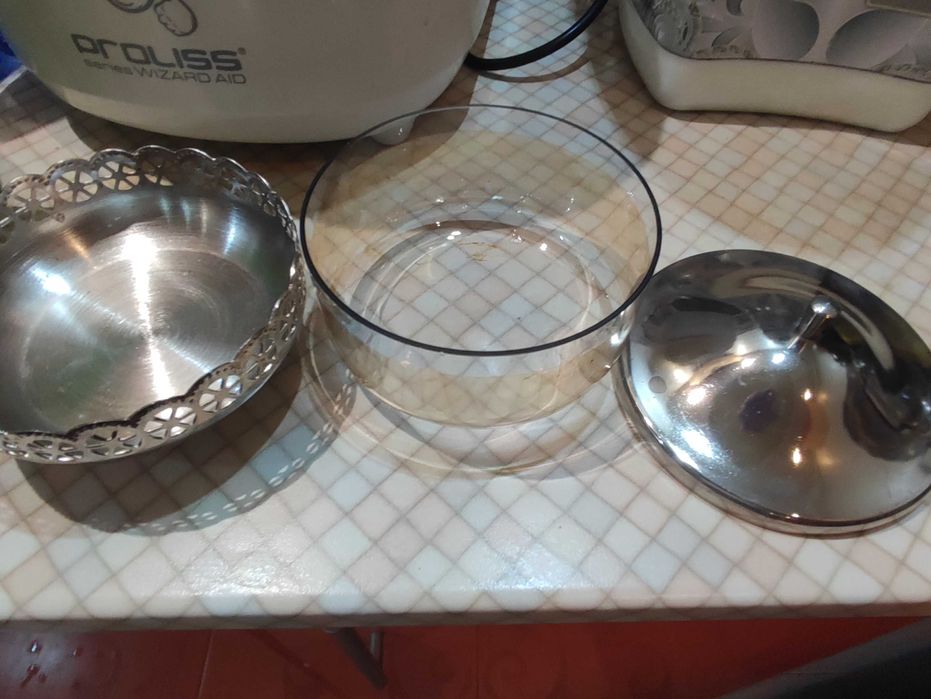 Сахарница  СССР мельхиор стекло