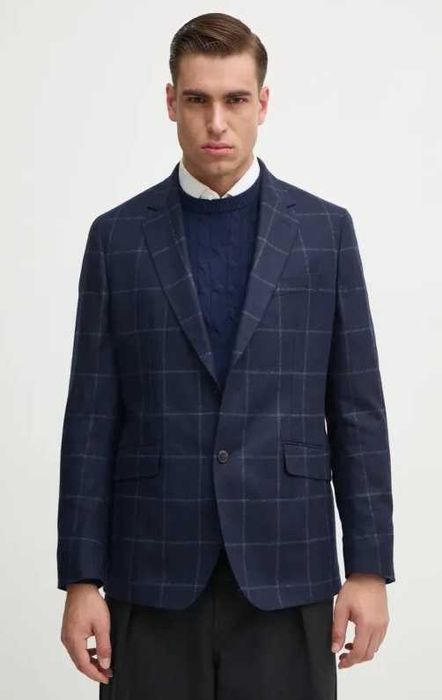 Sacou blazer 40 L slim Massimo Dutti NOU lana Finest Italian navy caro